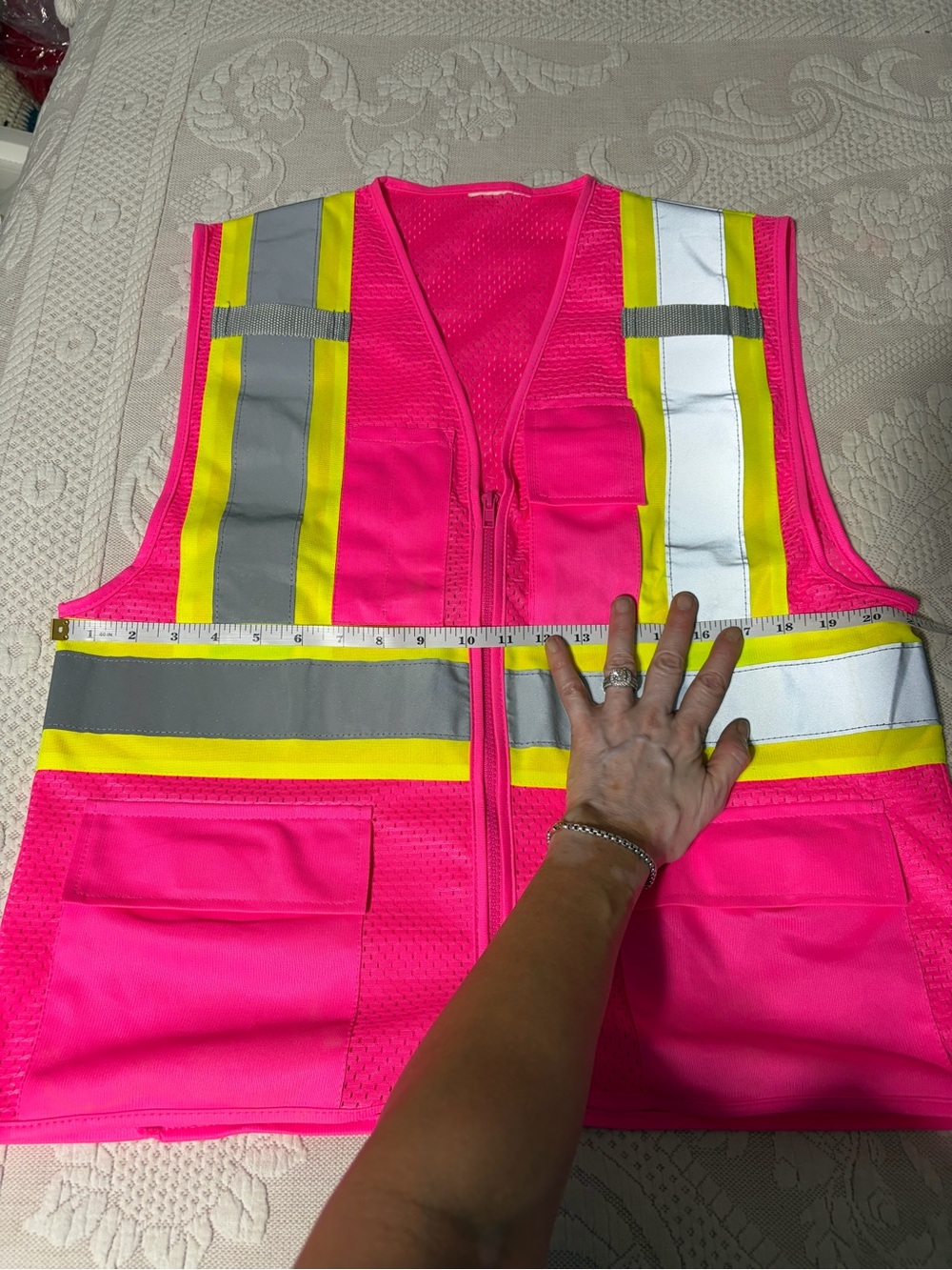 NWOT Halloween costume High-Visibility Pink Safety Vest w/ Reflective Stripes